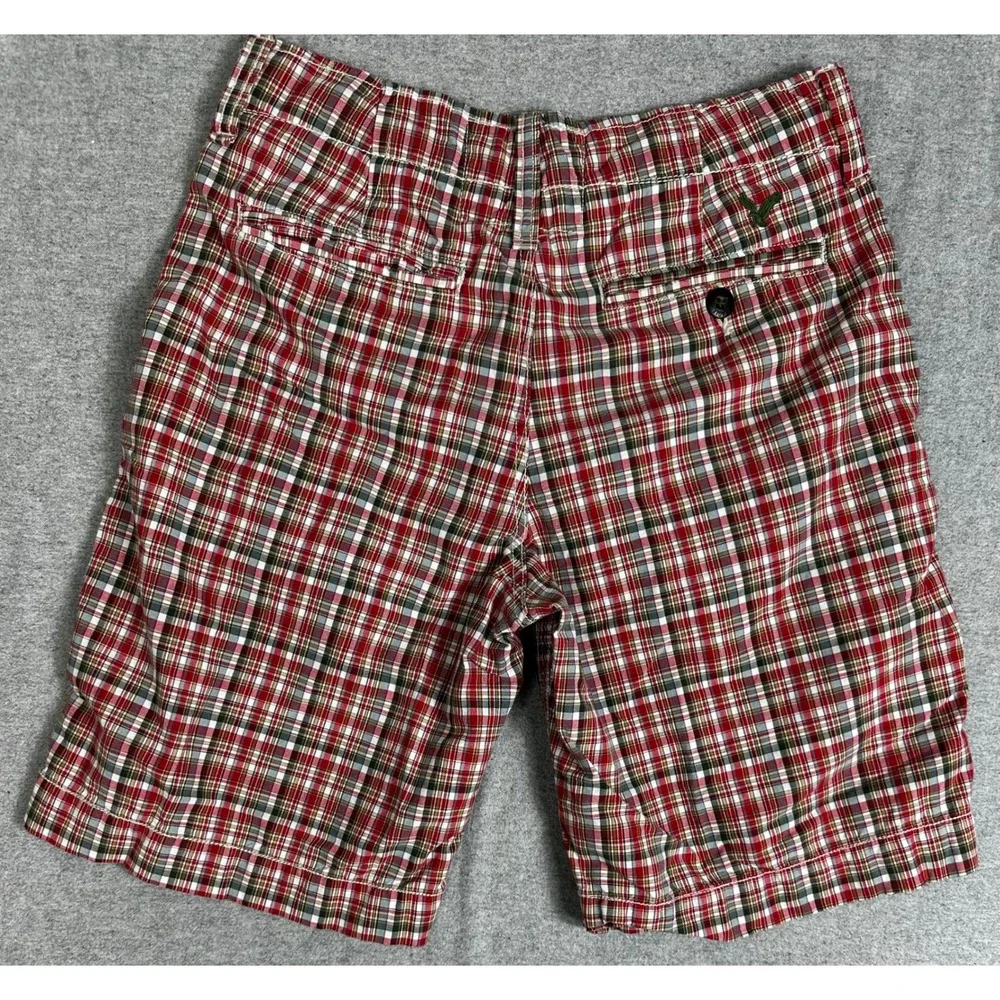 American Eagle Plaid‎ Shorts Mens 30x9 Red Classic Cotton Casual Preppy Y2K